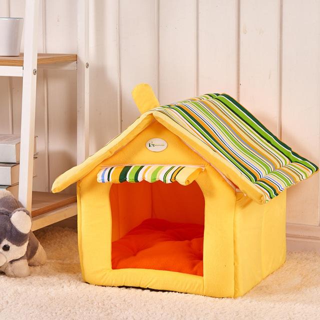 Striped Removable Cover Mat Dog House Dog Beds